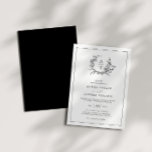 Invitation Élégant Fleur sauvage Crest Monogram Mariage<br><div class="desc">Cimetière fleur sauvage noir et blanc classique et faire-part de mariage monogramme.</div>