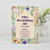 Invitation Elégant Fleur sauvage d'aquarelle Mariage (Debout devant)