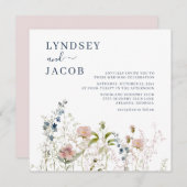 Invitation Elégant Fleur sauvage d'aquarelle Mariage (Devant / Derrière)