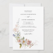 Invitation Elégant Fleur sauvage d'aquarelle rose Mariage (Devant)