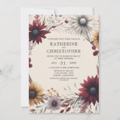 Invitation Élégant Fleur sauvage d'automne Mariage de Bourgog (Devant)
