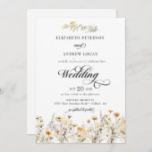 Invitation Élégant Fleur sauvage de calligraphie Mariage (Devant / Derrière)