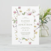 Invitation Élégant Fleur sauvage de code QR Soft Pastel Maria (Debout devant)
