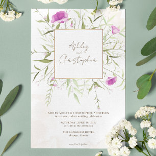 Invitation Élégant Fleur sauvage de lavande Mariage de trame