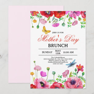 Invitation Élégant Fleur sauvage de printemps Chic Fête des M