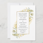 Invitation Élégant Fleur sauvage encadré or Mariage Edging (Devant)