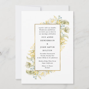 Invitation Élégant Fleur sauvage encadré or Mariage Edging