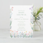 Invitation Elégant Fleur sauvage Floral Baby shower Invitatio (Debout devant)