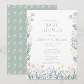Invitation Elégant Fleur sauvage Floral Baby shower Invitatio (Devant / Derrière)