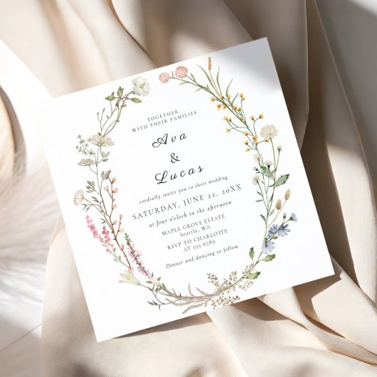 Invitation Elégant Fleur sauvage Floral Mariage Jardin 