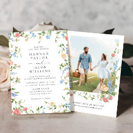 Invitation Élégant Fleur sauvage Floral Photo Mariage