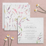 Invitation Élégant Fleur sauvage floral pour déjeuner nuptial<br><div class="desc">L'Elégante Fleur sauvage Watercolor Floral Bridal Luncheon Invitation est une façon traditionnelle de célébrer et de remercier vos demoiselles d'honneur devant le mariage, pour toute l'aide qu'elles vous ont apportée avec votre mariage. Cette conception d'invitation présente des motifs fleurs sauvages aquarelle dans des tons doux de rose roux, lilas et...</div>