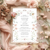 Invitation Élégant Fleur sauvage Floral QR Code Mariage RSVP