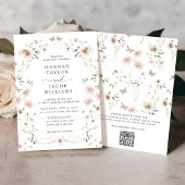 Invitation Élégant Fleur sauvage Floral QR Code Mariage RSVP