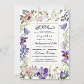 Invitation Élégant Fleur sauvage Frame Musulman Mariage Nikah (Devant)