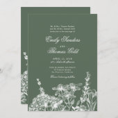 Invitation Elégant Fleur sauvage Garden Script Mariage Invita (Devant / Derrière)