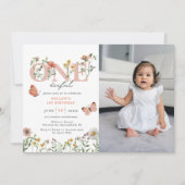 Invitation Elégant Fleur sauvage impeccable 1er anniversaire (Devant)