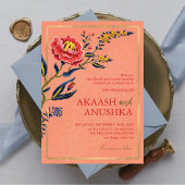 Invitation Élégant Fleur sauvage indien Mariage rose pâle