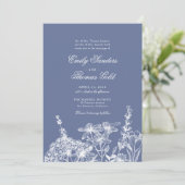Invitation Élégant Fleur sauvage Jardin Mariage Script (Debout devant)