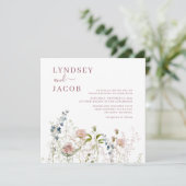 Invitation Élégant Fleur sauvage Mariage d'aquarelle rose (Debout devant)