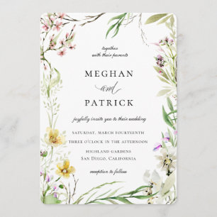 Invitation Élégant Fleur sauvage Mariage de cadre botanique