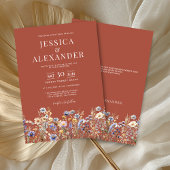 Invitation Élégant Fleur sauvage Mariage en terre cuite