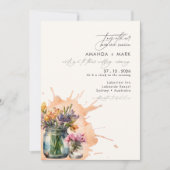 Invitation Élégant Fleur sauvage Mason Jar Qr code Mariage (Devant)