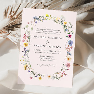 Invitation Élégant Fleur sauvage Meadow Blush Pink Mariage