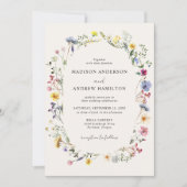 Invitation Élégant Fleur sauvage Meadow Cream Photo Mariage (Devant)