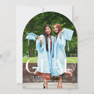 Invitation Élégant Fleur sauvage Meadow Garden Twin Graduatio