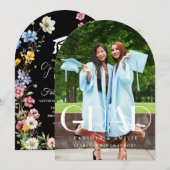 Invitation Élégant Fleur sauvage Meadow Garden Twin Graduatio (Devant / Derrière)