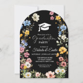 Invitation Élégant Fleur sauvage Meadow Garden Twin Graduatio (Dos)