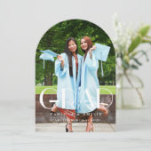 Invitation Élégant Fleur sauvage Meadow Garden Twin Graduatio (Debout devant)