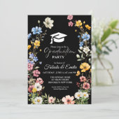 Invitation Élégant Fleur sauvage Meadow Garden Twin Graduatio (Debout devant)