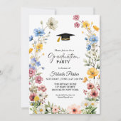 Invitation Élégant Fleur sauvage Meadow Garden Twin Graduatio (Devant)