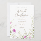 Invitation Élégant Fleur sauvage moderne blanc & Mariage de b (Devant)