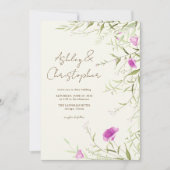 Invitation Élégant Fleur sauvage moderne Mariage off-White (Devant)