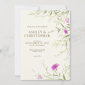 Invitation Élégant Fleur sauvage moderne Mariage off-White (Devant)