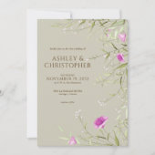 Invitation Élégant Fleur sauvage moderne Taupe Mariage (Devant)