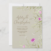 Invitation Élégant Fleur sauvage moderne Taupe Mariage (Devant)