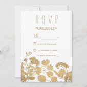 Invitation Elégant fleur sauvage or blanc luxe RSVP (Devant)