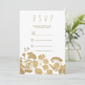 Invitation Elégant fleur sauvage or blanc luxe RSVP (Debout devant)