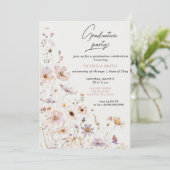 Invitation Élégant Fleur sauvage Photo Graduation Party (Debout devant)