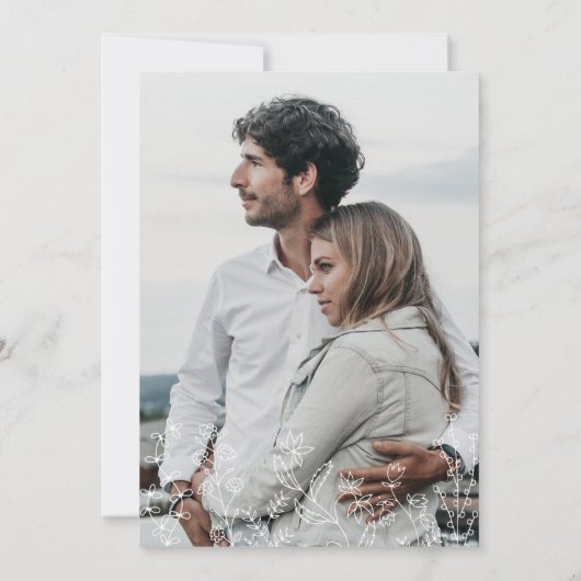 Invitation Élégant Fleur sauvage photo Periwinkle Mariage (Dos)