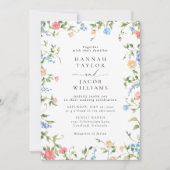 Invitation Élégant Fleur sauvage Photo QR Code Mariage RSVP (Devant)