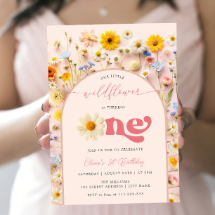 Invitation Elégant Fleur sauvage Premier anniversaire