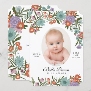 Invitation Élégant Fleur sauvage Printemps Floral bébé photo