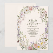 Invitation Elégant Fleur sauvage rose Baby shower Boho (Devant / Derrière)