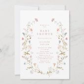 Invitation Elégant Fleur sauvage rose Baby shower Boho rustiq (Devant)