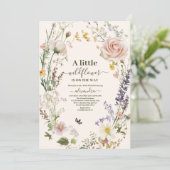 Invitation Elégant Fleur sauvage rose Baby shower Boho rustiq (Debout devant)